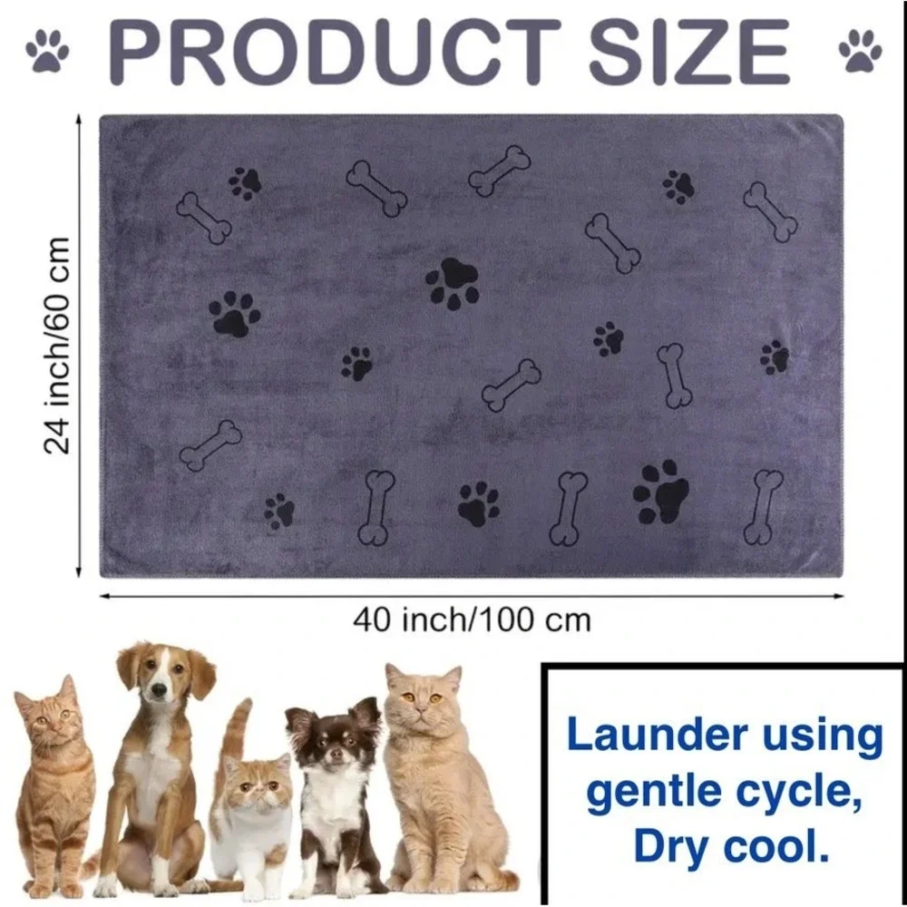 Super Absorbent Microfiber Pet Quick Drying Towels LARGE 24'x40'‎ Super Soft 4pk